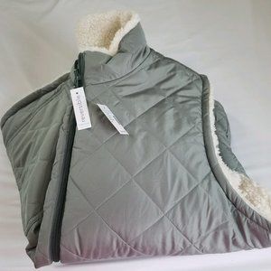 Plus Size Green Reversible Sherpa Zip Up Vest - Size 4X